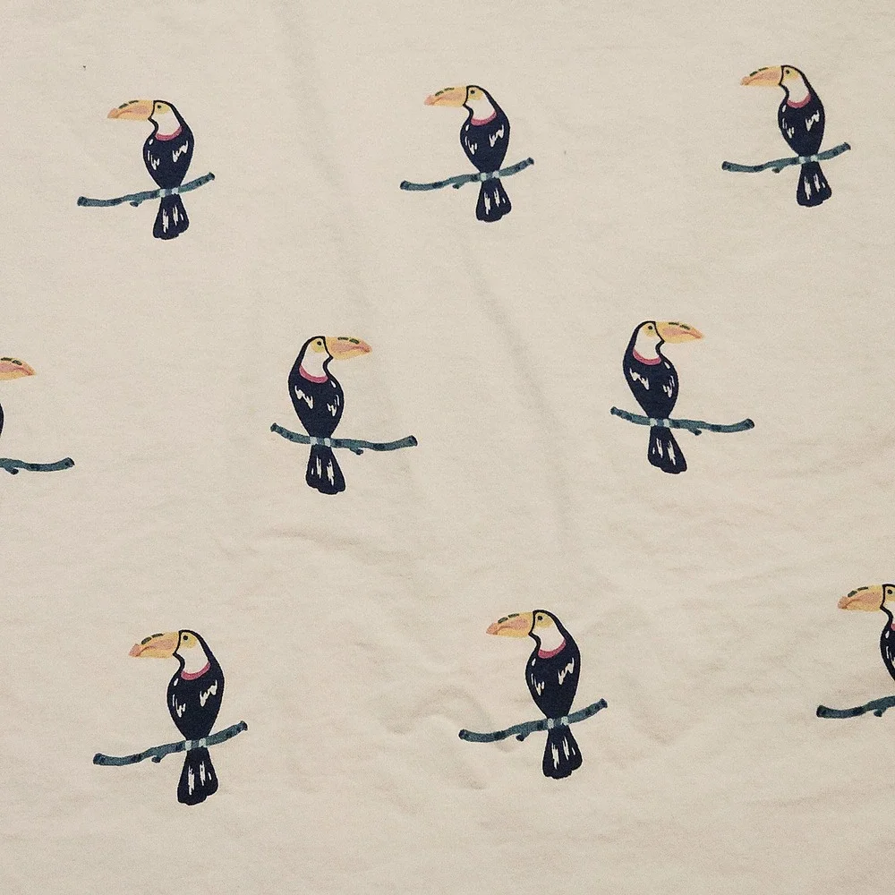 Martha‎ Stewart Flat Sheet Twin WHIM Toucan Bird Kids White Tropical Cotton Bed